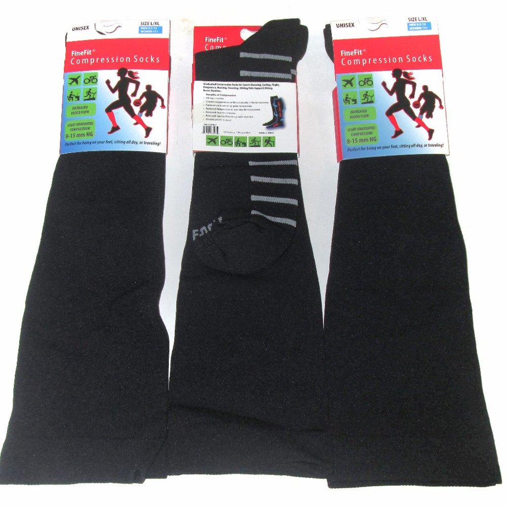 6 Pairs Mens Fine Fit Graduated Mild COMPRESSION 8-15 mmHg Knee Socks